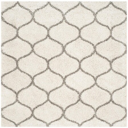 Safavieh Sgh-Hudson Shag Power Loomed Square Rugs, Ivory and Grey - 7 x 7 ft. SGH280A-7SQ
